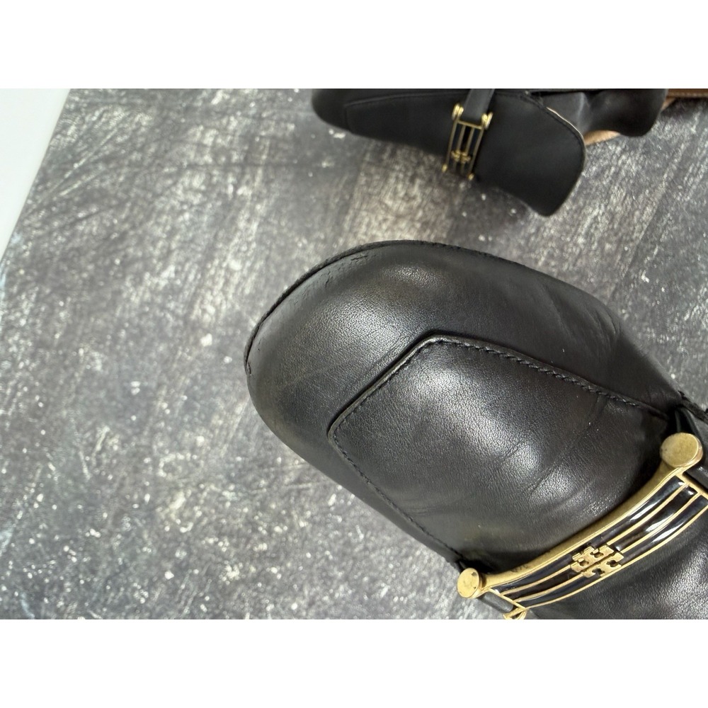 Tory Burch Amelia Backless Loafer Mule Flat Black Leather Size 7.5 M - Picture 9 of 11